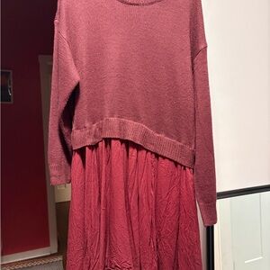 Womens Midi Dress with Sweater Top in Dusty Rose